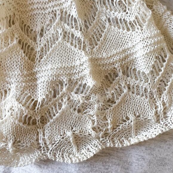 Anthropologie Mystree Pointelle Cropped Sweater Bell Sleeve Top - Picture 10 of 12